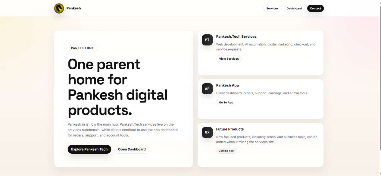 Pankesh.in digital products and services hub preview